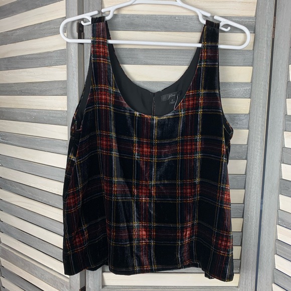 J. Crew Velvet Plaid Tartan Tank Top - Picture 2 of 4